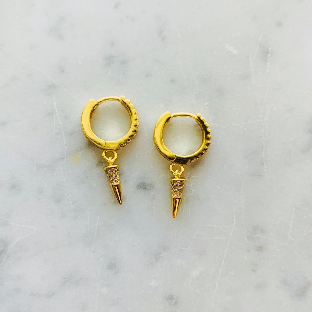 14k Gold Dart Earring Huggies